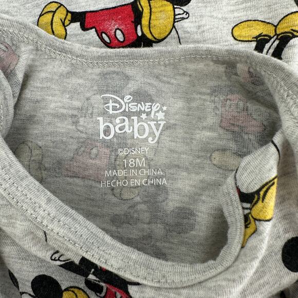 Disney Baby Mikey Mouse Short Sleeve Snap Grey Romper 18 Months - Picture 5 of 6